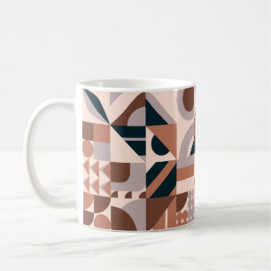 Farbenfrohe geometrische Mosaik, abstrakter Hinter Kaffeetasse