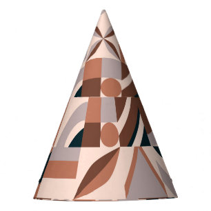 Farbenfrohe geometrische Mosaik, abstrakter Hinter Partyhütchen