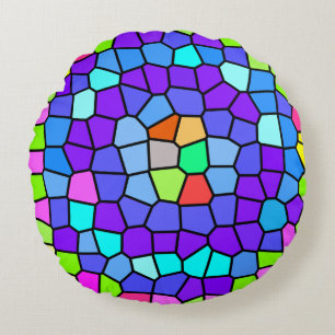 Farbenfrohe geometrische Mosaik Rundes Kissen