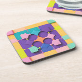 Farbenfrohe geometrische Muster Design Vibraning F Getränkeuntersetzer (Linke Seite)