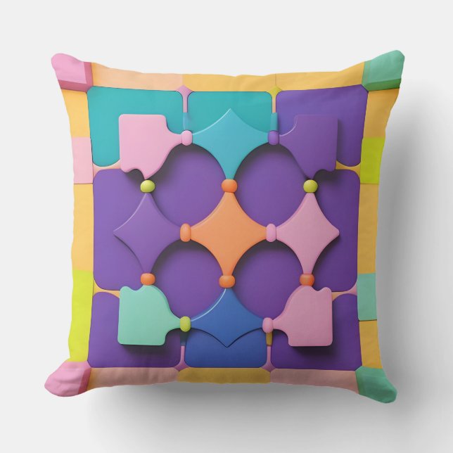 Farbenfrohe geometrische Muster Design Vibraning F Kissen (Vorderseite)