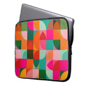 Farbenfrohe geometrische Muster Retro Mitte Jahrhu Laptopschutzhülle (Vorderseite Links)