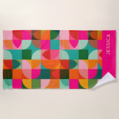 Farbenfrohe geometrische Muster Retro mittelalterl Strandtuch (Vorderseite)