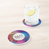 Farbenfrohe geometrische Ombre- und Black Lace-Hoc Sandstein Untersetzer (Seite)