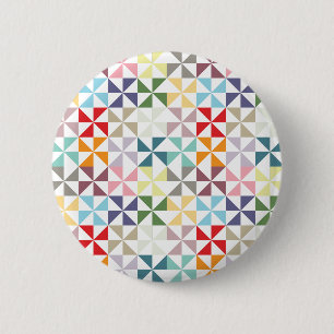 Farbenfrohe geometrische Pinwheel Button