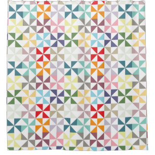 Farbenfrohe geometrische Pinwheel Duschvorhang