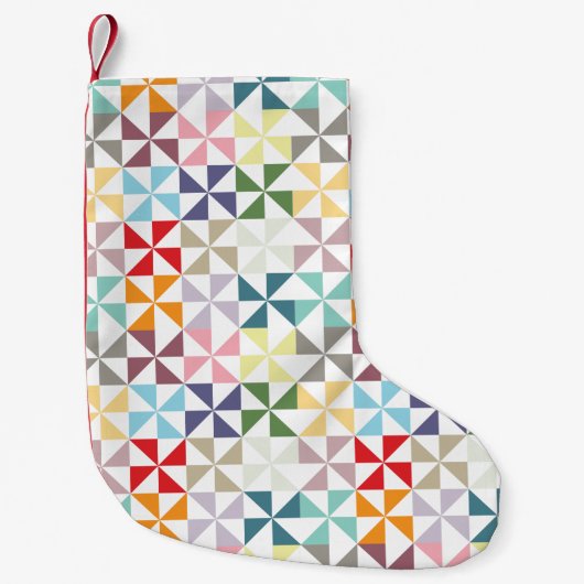 Farbenfrohe geometrische Pinwheel Kleiner Weihnachtsstrumpf (Vorderseite)