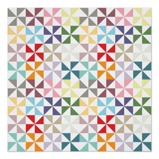 Farbenfrohe geometrische Pinwheel Poster (Vorderseite)