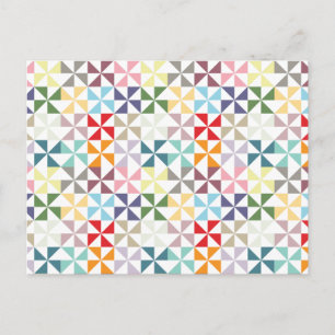 Farbenfrohe geometrische Pinwheel Postkarte