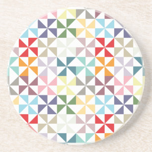 Farbenfrohe geometrische Pinwheel Sandstein Untersetzer