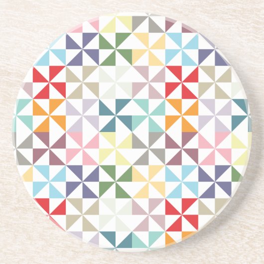 Farbenfrohe geometrische Pinwheel Sandstein Untersetzer (Vorne)