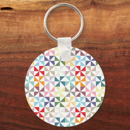 Farbenfrohe geometrische Pinwheel Schlüsselanhänger (Vorderseite)