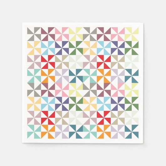 Farbenfrohe geometrische Pinwheel Serviette (Vorderseite)