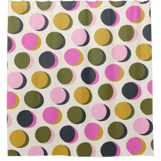 Farbenfrohe geometrische Punkte Muster für Retro-g Duschvorhang (Vorderseite)