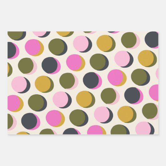Farbenfrohe geometrische Punkte Muster für Retro-g Geschenkpapier Set (Vorderseite)