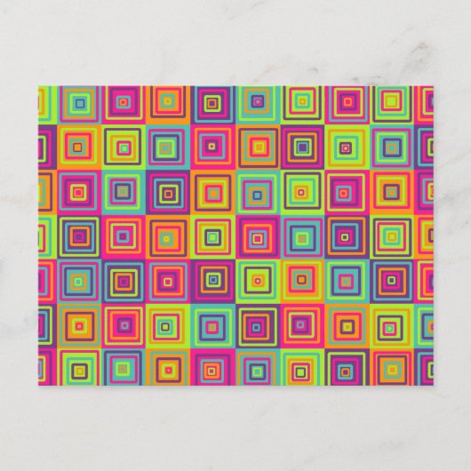 Farbenfrohe geometrische Quadrate Feiertagspostkarte (Vorderseite)