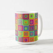 Farbenfrohe geometrische Quadrate Kaffeetasse (VorderseiteRechts)