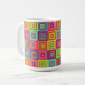 Farbenfrohe geometrische Quadrate Kaffeetasse (Vorderseite Links)