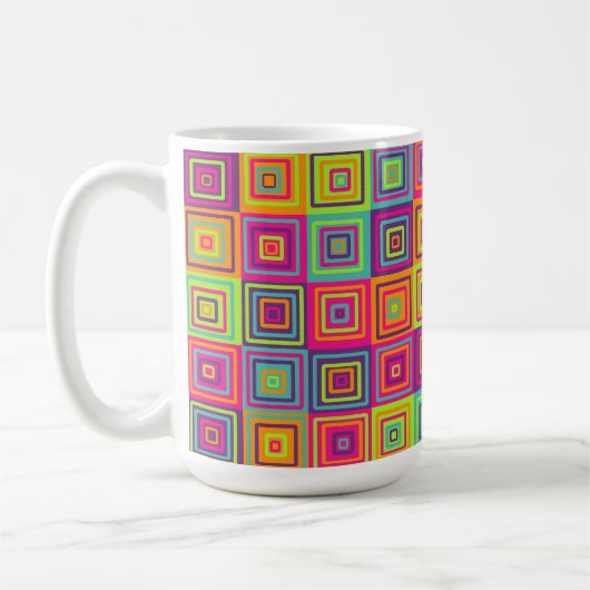 Farbenfrohe geometrische Quadrate Kaffeetasse (Links)