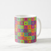 Farbenfrohe geometrische Quadrate Kaffeetasse (VorderseiteRechts)