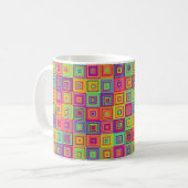 Farbenfrohe geometrische Quadrate Kaffeetasse (Vorderseite Links)
