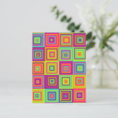 Farbenfrohe geometrische Quadrate Postkarte (Stehend Vorderseite)