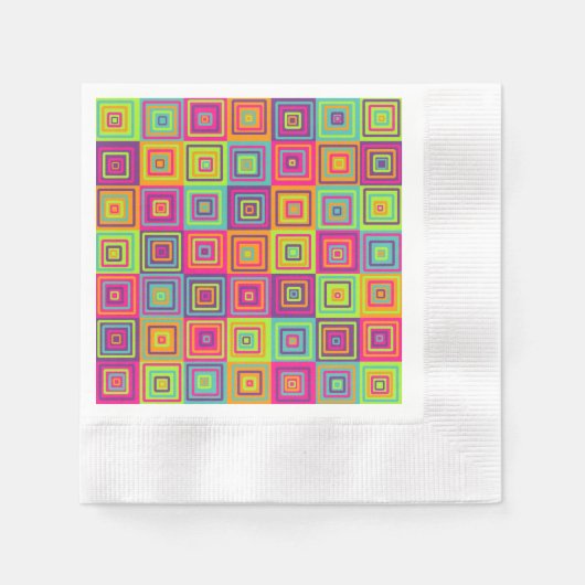 Farbenfrohe geometrische Quadrate Serviette (Vorderseite)
