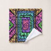 Farbenfrohe geometrische Regenbogen Jaguar Animal Badhandtuch Set (Waschlappen)