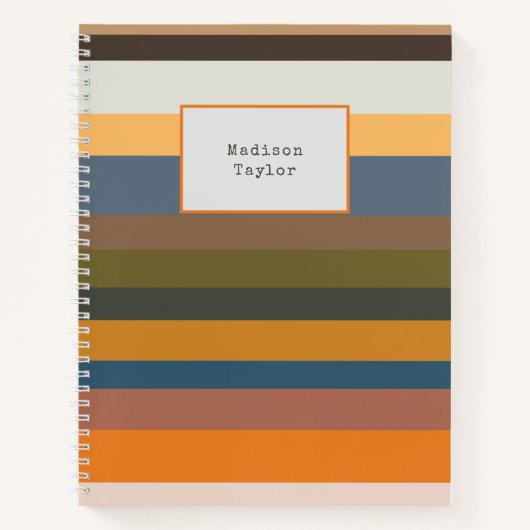 Farbenfrohe geometrische Retro Streifen Ihren Name Notizblock (Vorderseite)
