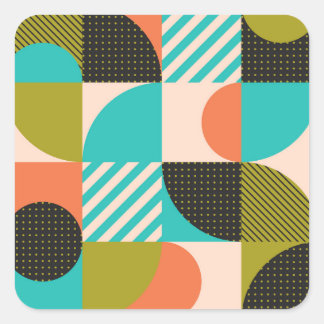 Farbenfrohe geometrische, skandinavische Muster. Quadratischer Aufkleber