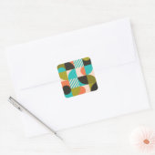 Farbenfrohe geometrische, skandinavische Muster. Quadratischer Aufkleber (Umschlag)