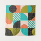 Farbenfrohe geometrische, skandinavische Muster. Wandteppich (Vorderseite (Horizontal))