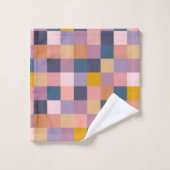 Farbenfrohe geometrische Tafel mit Lila Erde Badhandtuch Set (Waschlappen)