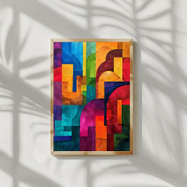 Farbenfrohe geometrische Wandkunst - Helle Innende Poster