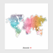 Farbenfrohe geometrische Weltkarte - Trendy Aufkleber (Blatt)