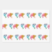 Farbenfrohe geometrische Weltkarte - Trendy Geschenkpapier Set (Vorderseite 2)