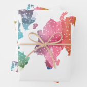 Farbenfrohe geometrische Weltkarte - Trendy Geschenkpapier Set (Beispiel)