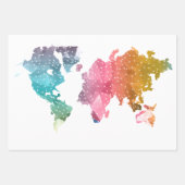 Farbenfrohe geometrische Weltkarte - Trendy Geschenkpapier Set (Vorderseite)