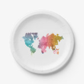 Farbenfrohe geometrische Weltkarte - Trendy Pappteller (Vorderseite)
