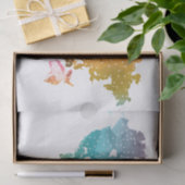 Farbenfrohe geometrische Weltkarte - Trendy Seidenpapier (Geschenk)