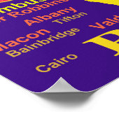 Farbenfrohe georgische Staatsstolz-Karte Silhouett Poster (Ecke)