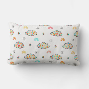 Farbenfrohe gepunktete Wolken und Regenbogenmuster Lendenkissen