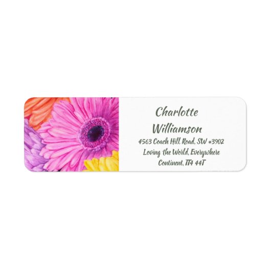 Farbenfrohe Gerbera-Blume in Wasserfarbenadresse (Vorne)