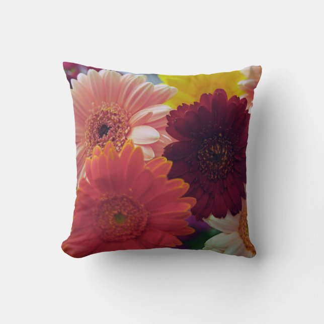 Farbenfrohe Gerbera Daisy Blume Kissen werfen (Vorderseite)