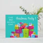 Farbenfrohe Geschenke Modernes Weihnachtsfest Part Einladung (Stehend Vorderseite)