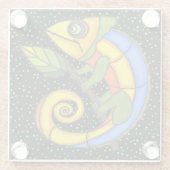 Farbenfrohe, geschwungene Eidechse Big Circle Eyes Glasuntersetzer (Rückseite)