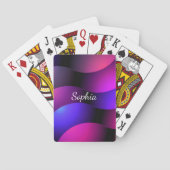 Farbenfrohe, geschwungene Formen, Name des weißen  Spielkarten (Rückseite)