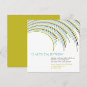 Farbenfrohe geschwungene Streifen Modernes 21. Geb Einladung (Vorne/Hinten)