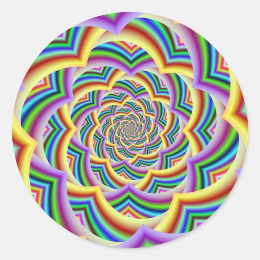 Farbenfrohe, geschwungene Zickzack Spirale Runder Aufkleber (Vorderseite)