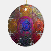 Farbenfrohe Gestaltung der Keramik von Rundplatten Keramik Ornament (Links)